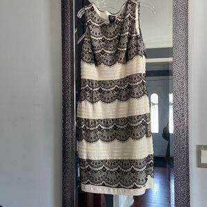 White with black lace formal dress